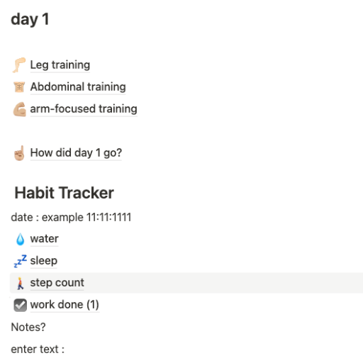 Zoomed in photo of fitness planner dashboard